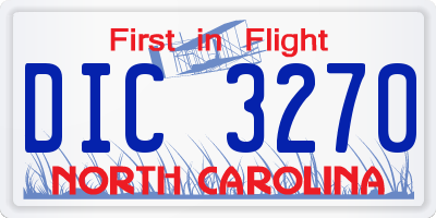 NC license plate DIC3270