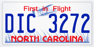NC license plate DIC3272