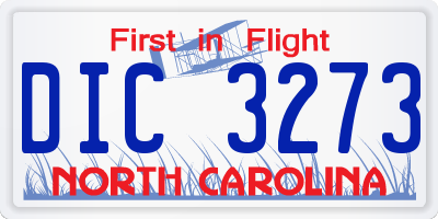 NC license plate DIC3273