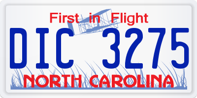 NC license plate DIC3275