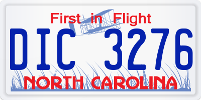 NC license plate DIC3276