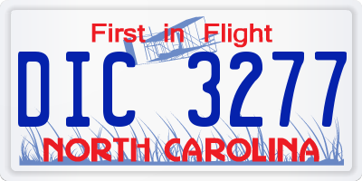 NC license plate DIC3277