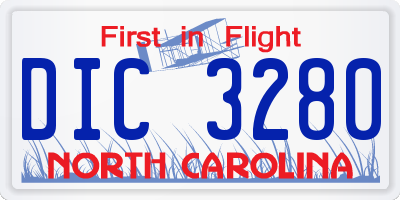 NC license plate DIC3280