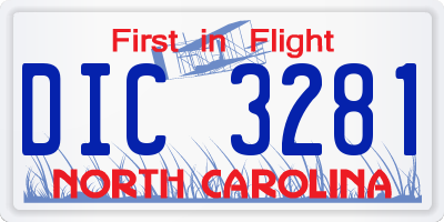 NC license plate DIC3281