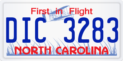 NC license plate DIC3283