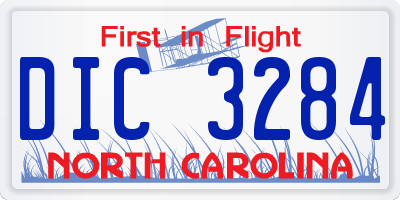 NC license plate DIC3284