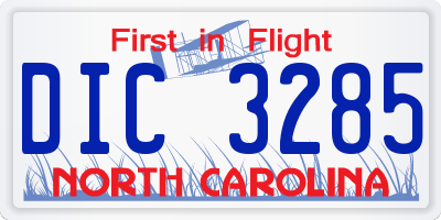 NC license plate DIC3285