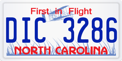 NC license plate DIC3286
