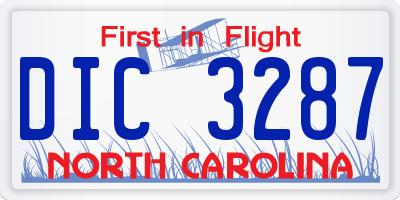 NC license plate DIC3287