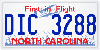 NC license plate DIC3288