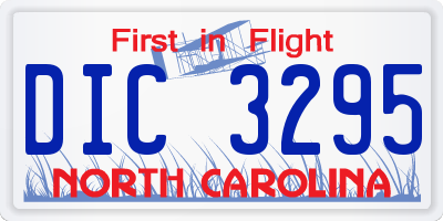 NC license plate DIC3295