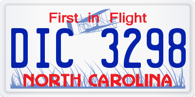 NC license plate DIC3298