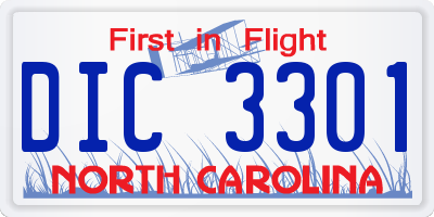 NC license plate DIC3301