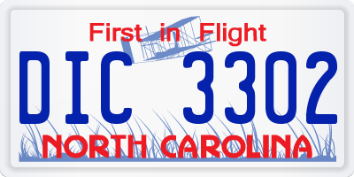 NC license plate DIC3302
