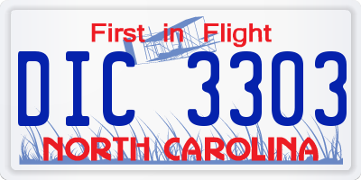 NC license plate DIC3303