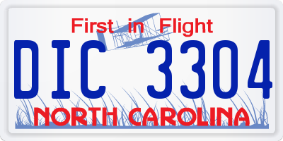 NC license plate DIC3304