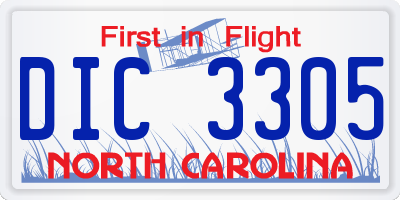 NC license plate DIC3305
