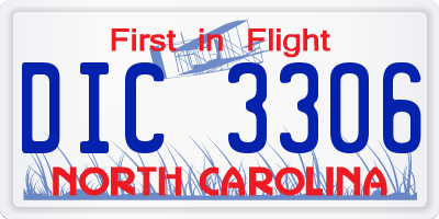 NC license plate DIC3306
