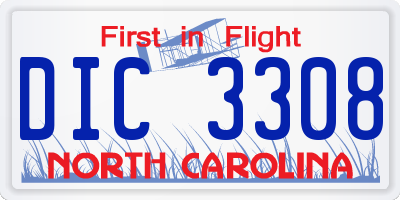 NC license plate DIC3308