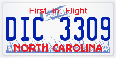 NC license plate DIC3309