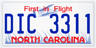 NC license plate DIC3311