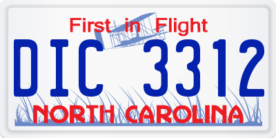 NC license plate DIC3312