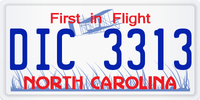 NC license plate DIC3313