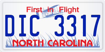 NC license plate DIC3317