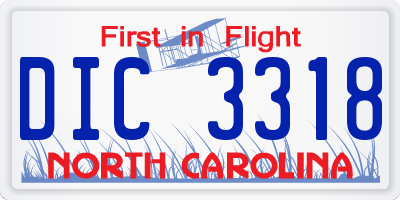 NC license plate DIC3318