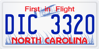 NC license plate DIC3320