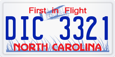 NC license plate DIC3321