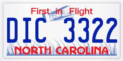 NC license plate DIC3322