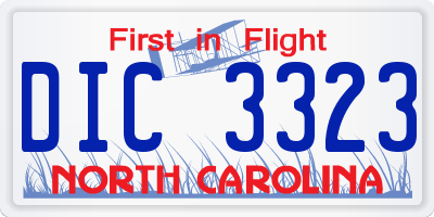 NC license plate DIC3323