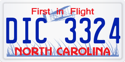 NC license plate DIC3324