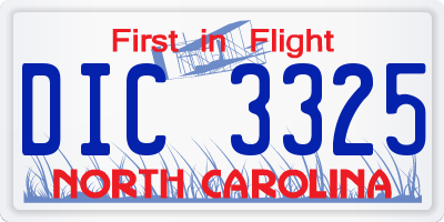 NC license plate DIC3325