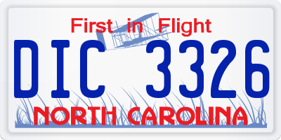 NC license plate DIC3326