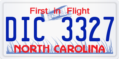 NC license plate DIC3327