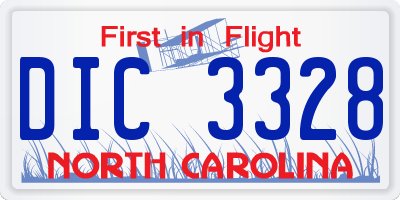 NC license plate DIC3328