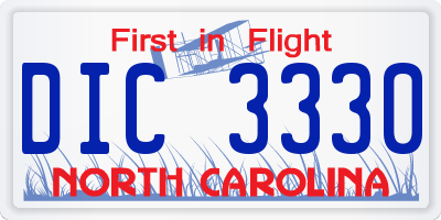 NC license plate DIC3330