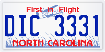NC license plate DIC3331