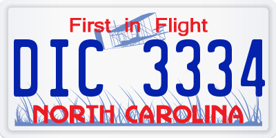 NC license plate DIC3334