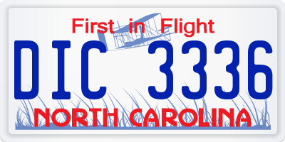 NC license plate DIC3336