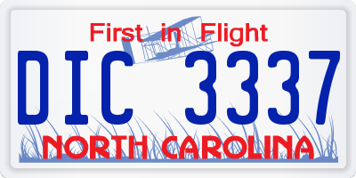 NC license plate DIC3337