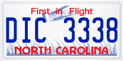 NC license plate DIC3338