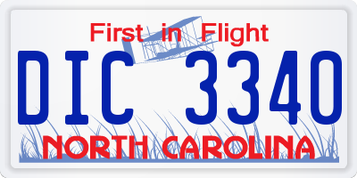 NC license plate DIC3340