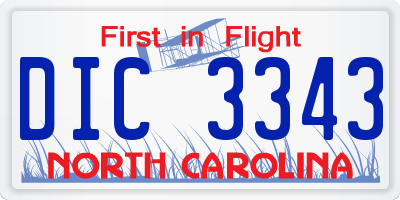 NC license plate DIC3343