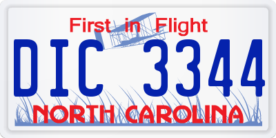 NC license plate DIC3344