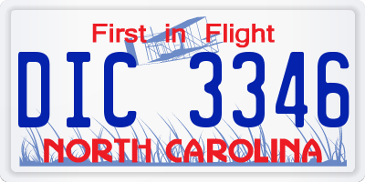 NC license plate DIC3346