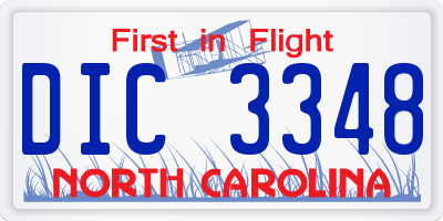 NC license plate DIC3348