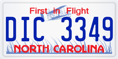 NC license plate DIC3349
